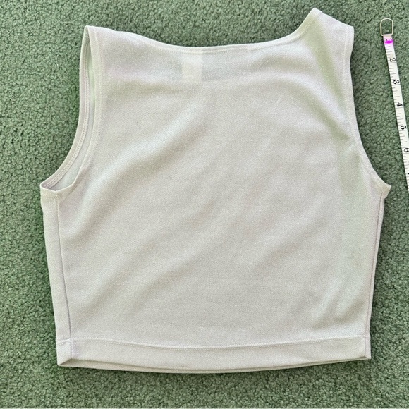 Retro Vintage Crop Top - white with slight silver sparkle - Picture 7 of 8